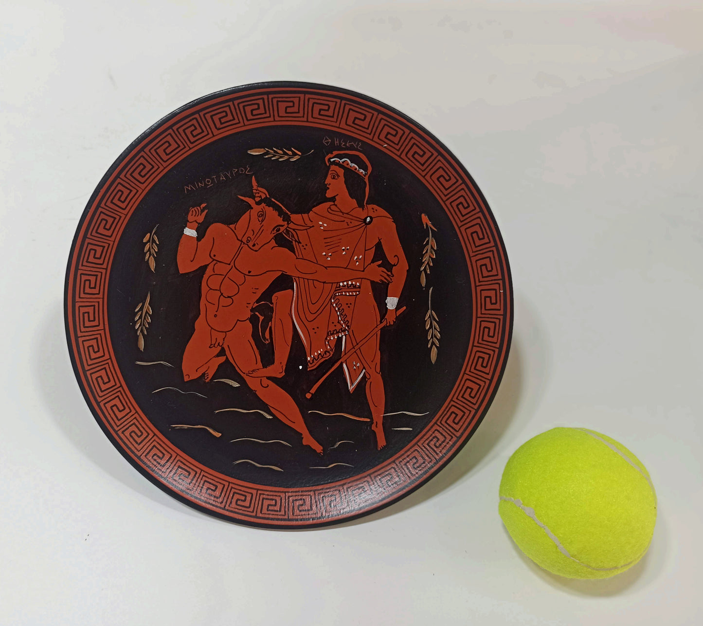 Theseus and the Minotaur - Fight in the Labyrinth of Crete - Hero against Beast- Ceramic plate - Handmade in Greece