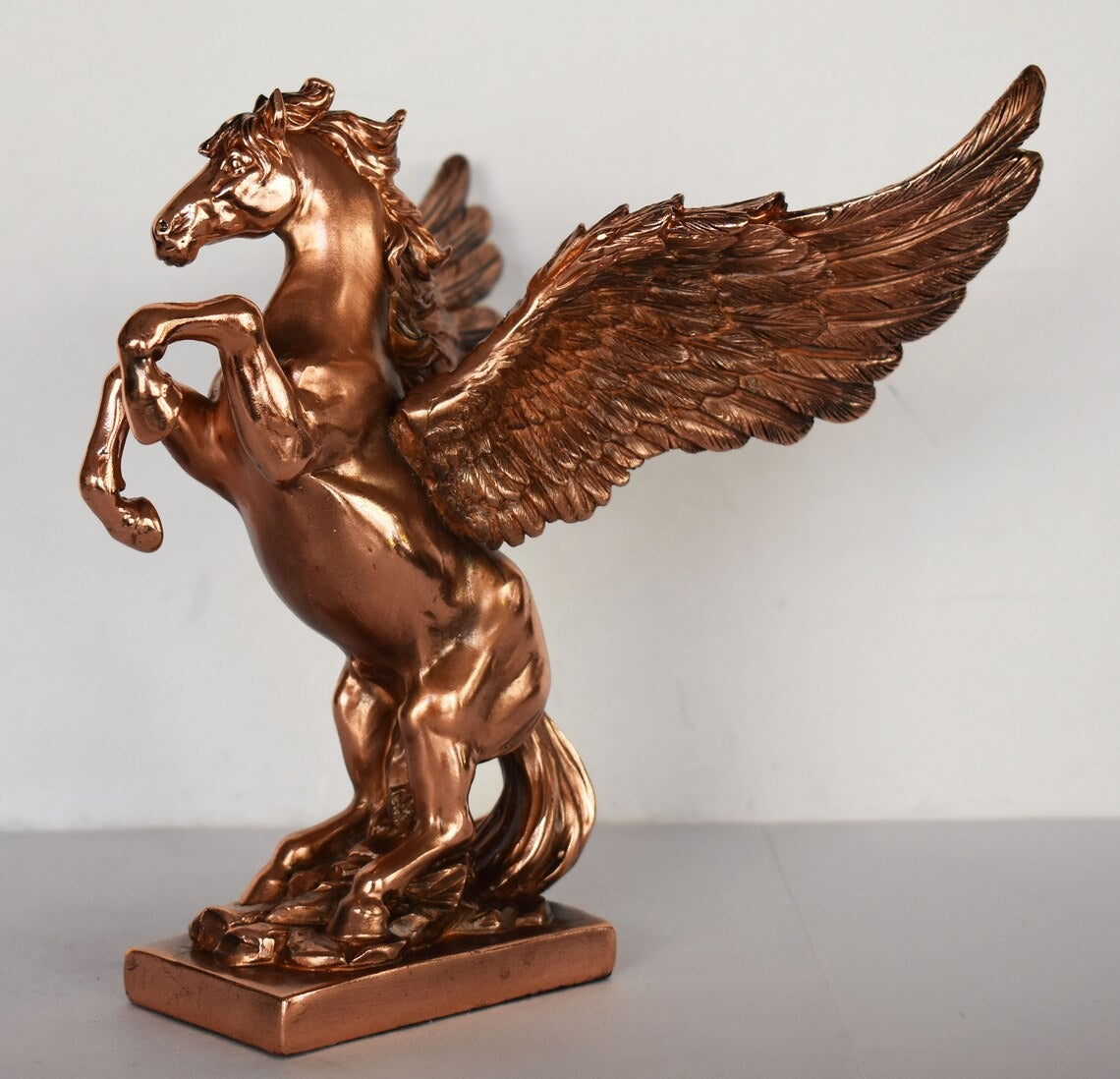 Pegasus - Mythical Immortal Winged Divine Horse - Bellerophon defeats Chimera - Constellation - Copper Plated Alabaster