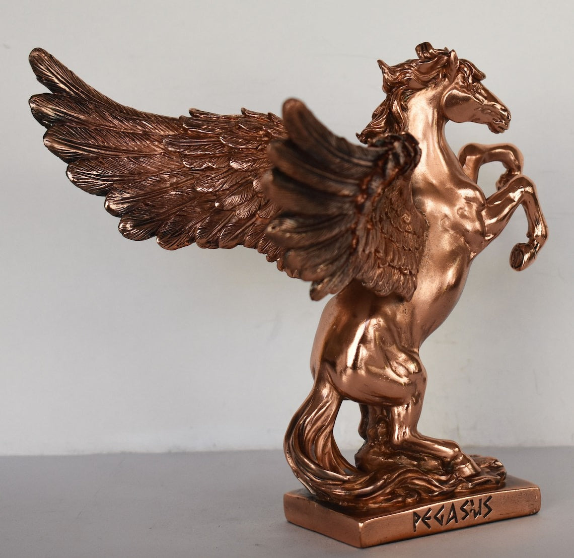 Pegasus - Mythical Immortal Winged Divine Horse - Bellerophon defeats Chimera - Constellation - Copper Plated Alabaster