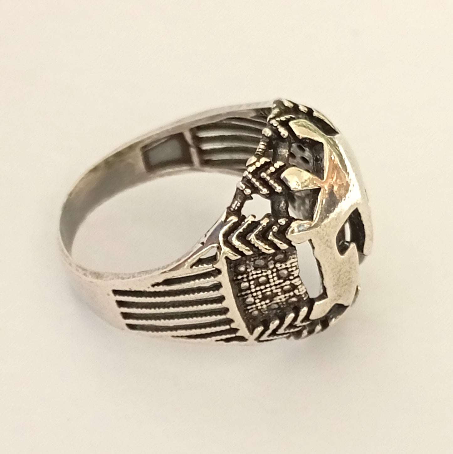 Spartan Helmet - King Leonidas - 300 Spartans - Battle of Thermopylae - 480 BC - Ring - Size EU 65 - Size US 11 - 925 Sterling Silver