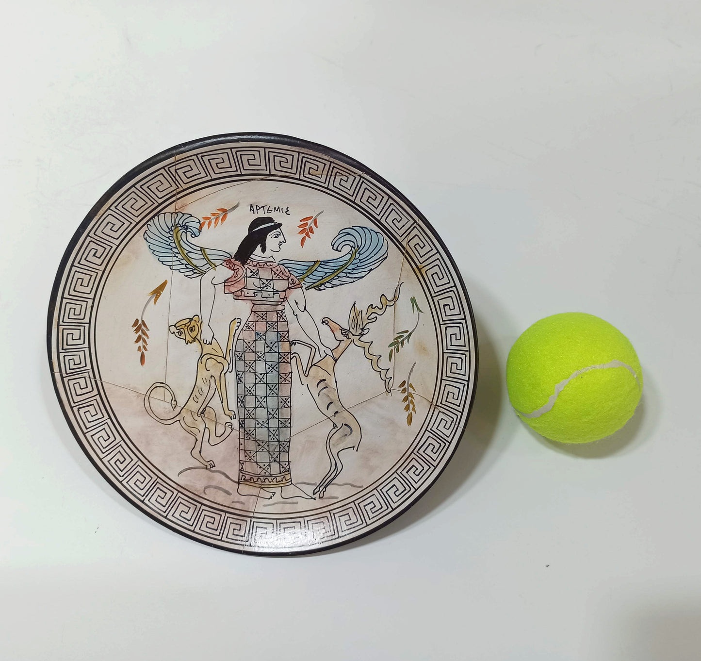 Artemis Diana - Greek Roman Goddess of Hunt, the Wilderness, Wild animals, the Moon and Chastity - Crackle Look - Ceramic plate - Handmade