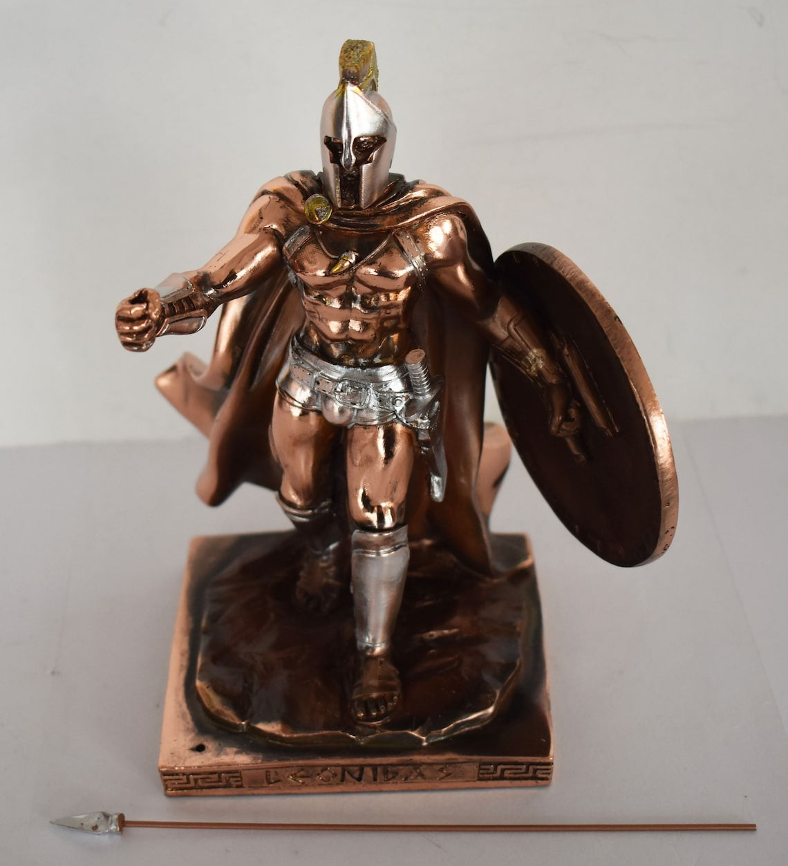 Leonidas - Spartan King - Leader of 300 - Battle of Thermopylae - 480 BC - Molon Labe, Come and Take Them - Copper Plated Alabaster