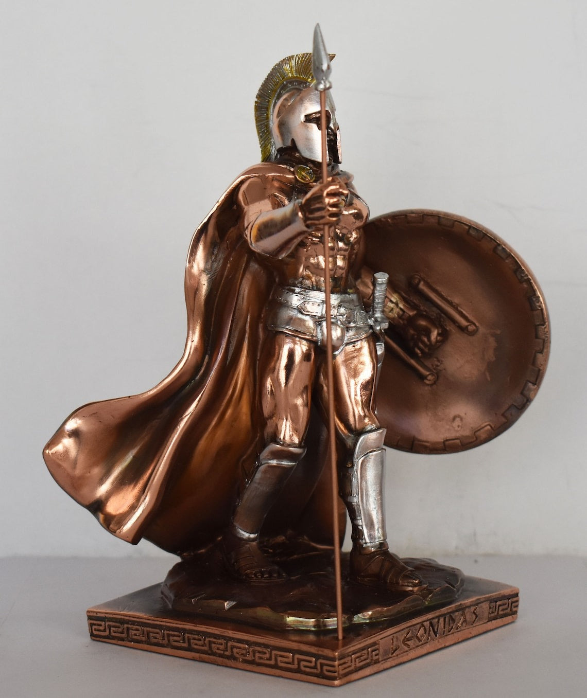 Leonidas - Spartan King - Leader of 300 - Battle of Thermopylae - 480 BC - Molon Labe, Come and Take Them - Copper Plated Alabaster