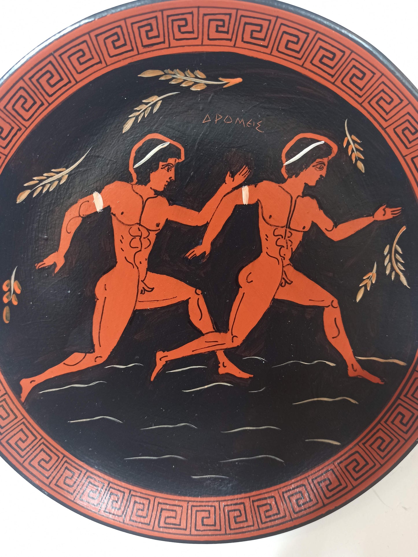 Runners - The oldest and most important Sport - Ancient Greek Olympic Games - Ceramic plate - Handmade in Greece