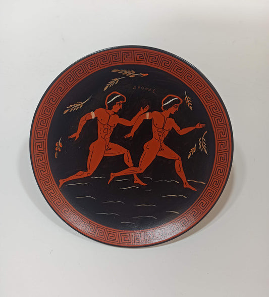 Runners - The oldest and most important Sport - Ancient Greek Olympic Games - Ceramic plate - Handmade in Greece