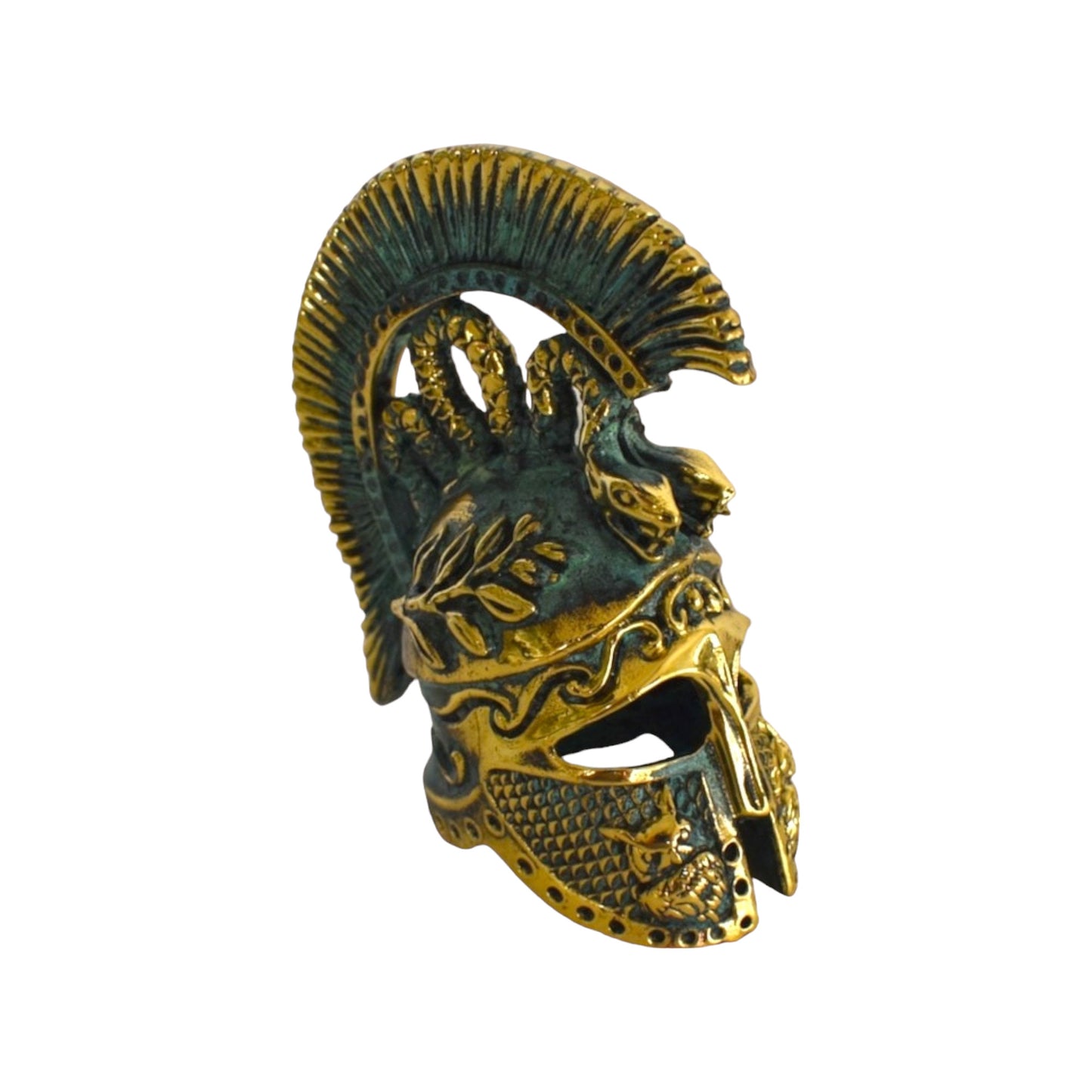 Ancient Greek Spartan Corinthian Helmet - pure bronze statue