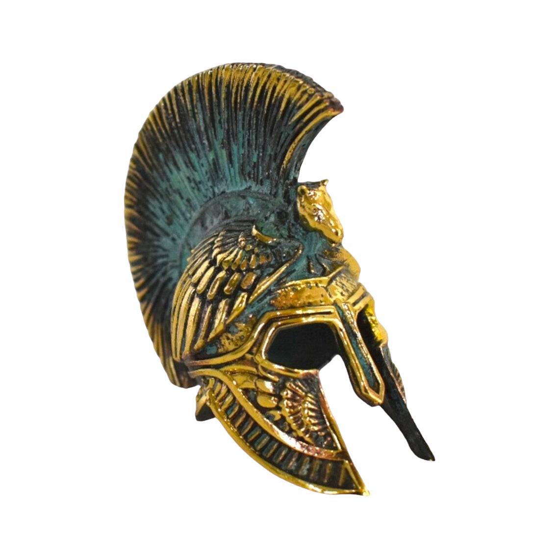 Ancient Greek Spartan Corinthian Helmet - pure bronze statue