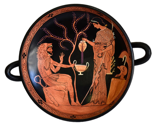 Goddess Athena and Hercules small Red figure Kylix Vase - Munich Staatliche Museum