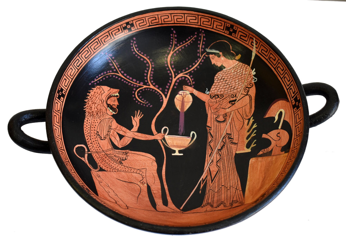 Goddess Athena and Hercules small Red figure Kylix Vase - Munich Staatliche Museum