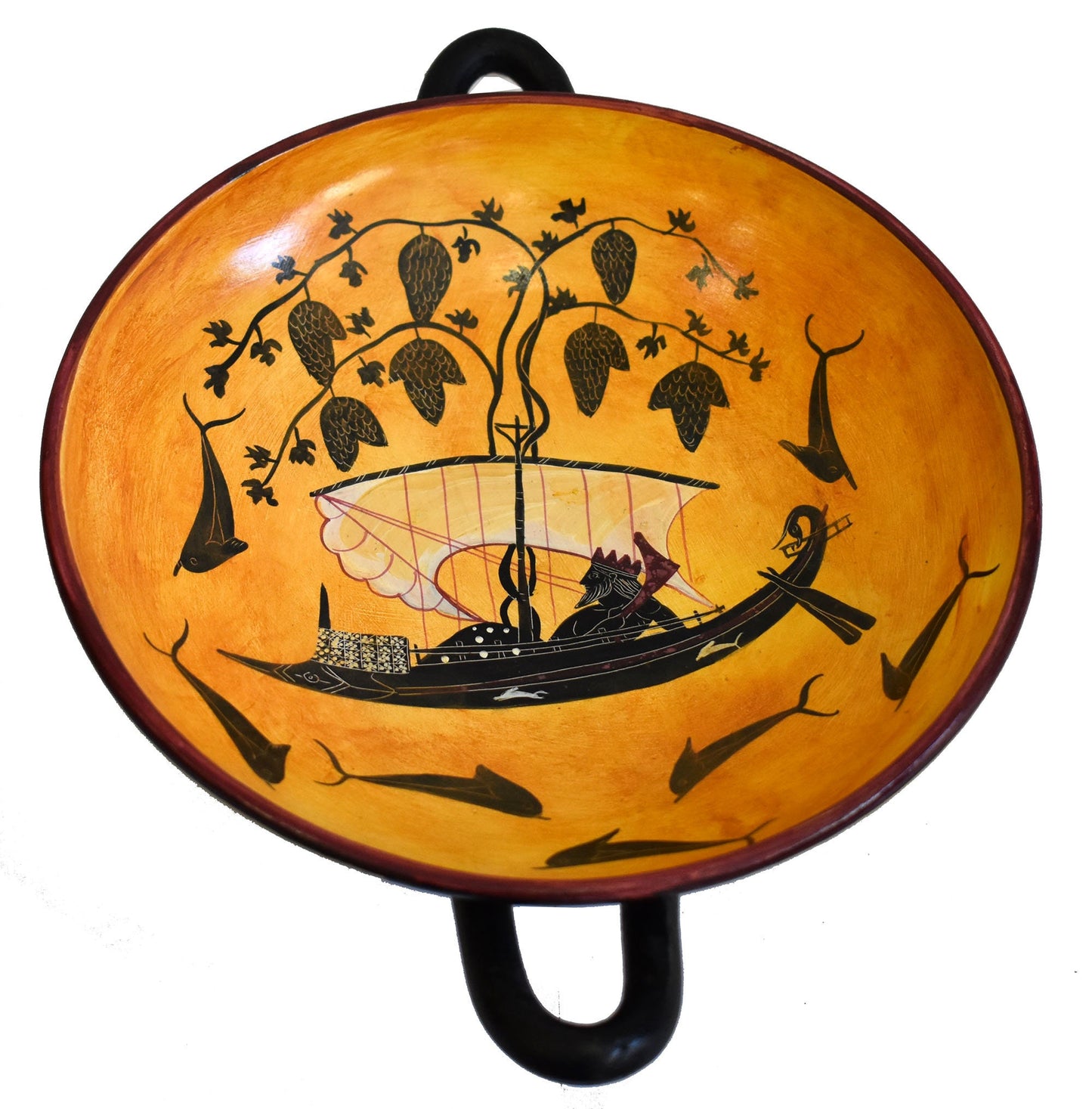 Dionysus crossing the sea Black Figure small Kylix Vase - Exekias Munich Museum