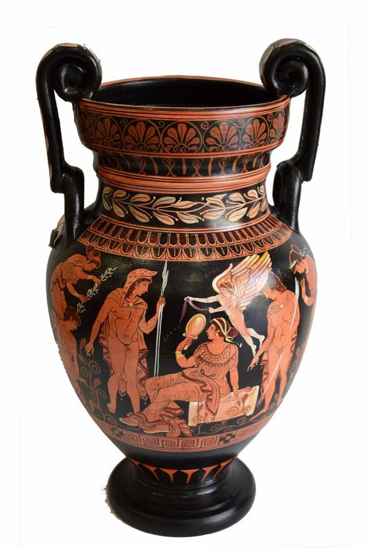 Paris and Helen - Heracles and Nike - Red Figure Volute Krater Amphora Vase - Museum Replica