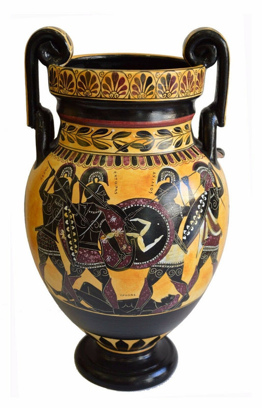 Achilles Hector Menelaos Paris -Trojan War Theme - Amphora - 550 BC - National Athens Museum -Reproduction