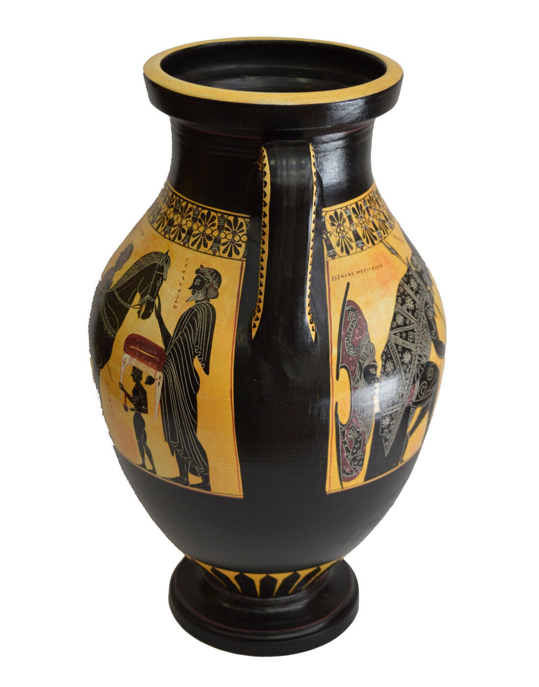 Achilles and Ajax - Exekias - Ancient Greek Amphora Vase- Vatican Museum Replica