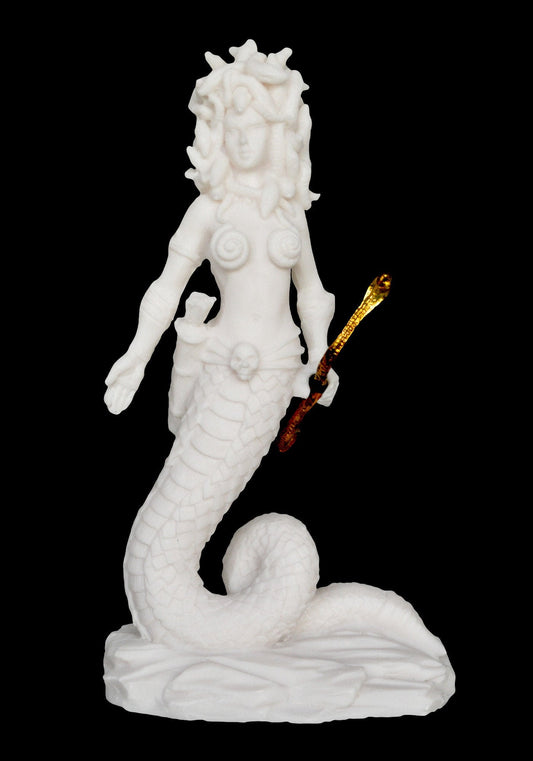 Medusa - Gorgo - Snake-Haired Gorgon - Snake Lady - Monster Figure - Perseus and Goddess Athena Myth - Alabaster Statue