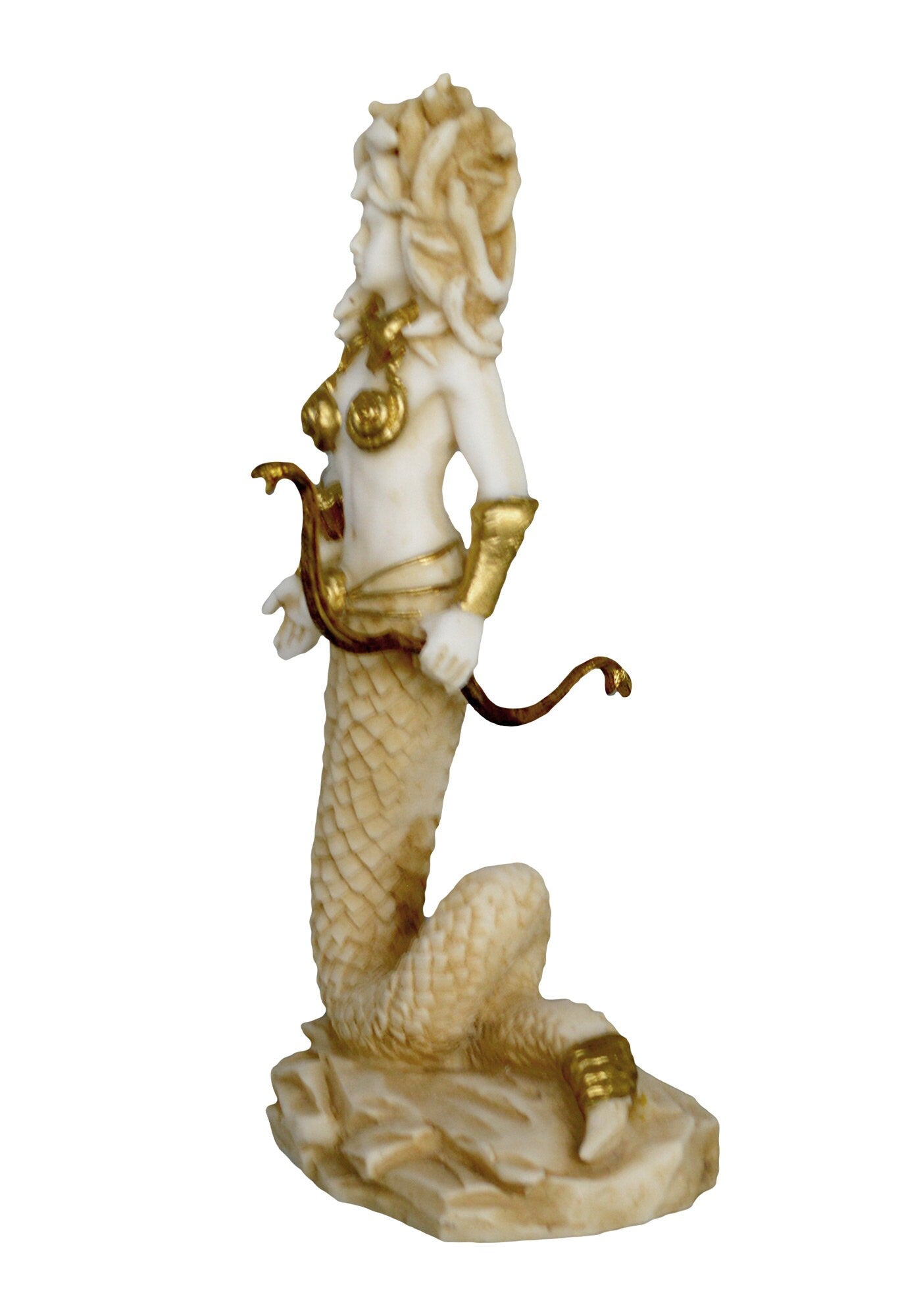 Medusa - Gorgo - Snake-Haired Gorgon - Snake Lady - Monster Figure - Perseus and Goddess Athena Myth - Aged Alabaster Statue