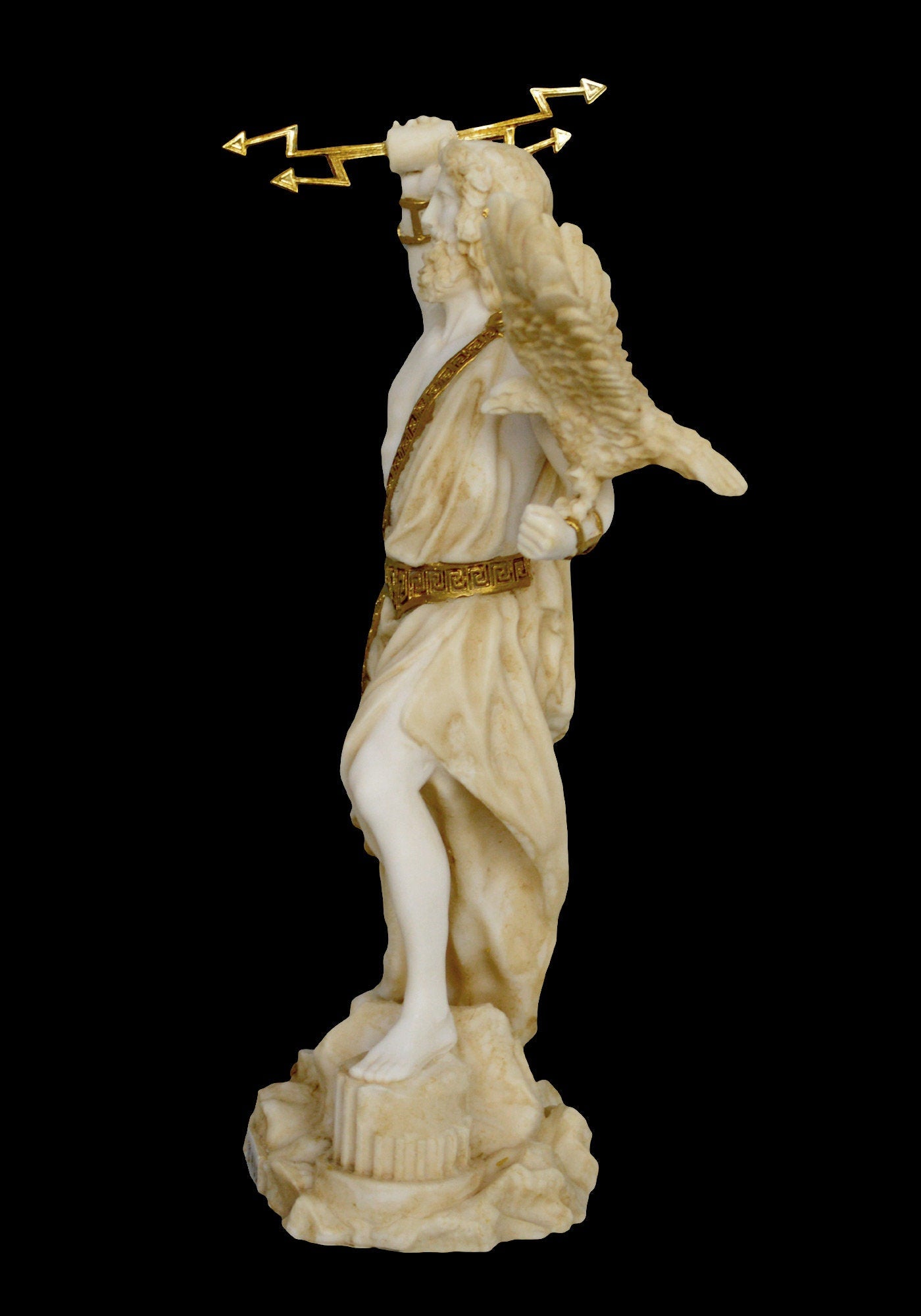 Zeus Jupiter - Greek Roman God of the Sky, Law and Order, Destiny and Fate - King of the Gods of Mount Olympus - Alabaster Aged Statue
