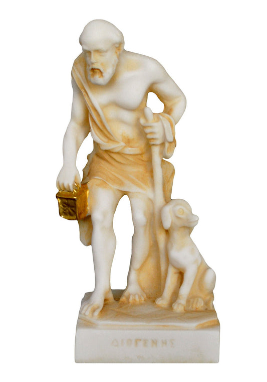 Diogenes the Cynic - Ancient Greek Philosopher - Cynicism - Student of Antisthenes - Aged Alabaster Statue