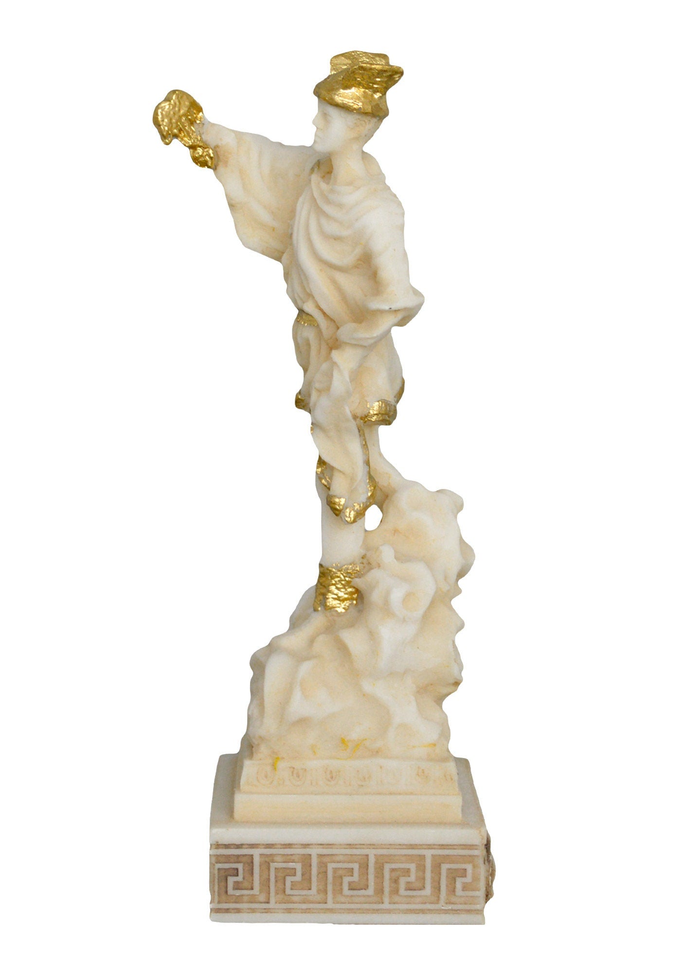 Hermes Mercury - Greek Roman God of Travelers, Athletes, Shepherds, Commerce - Psychopomp and divine messenger - Aged Alabaster Statue