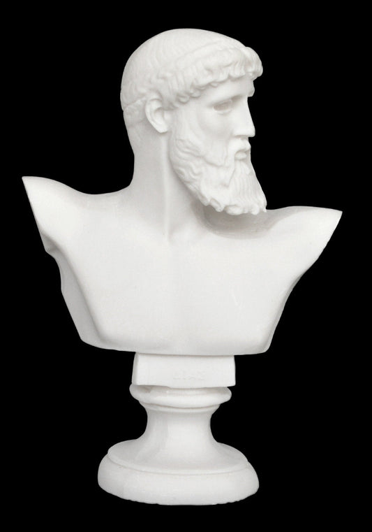 Poseidon Neptune - Greek Roman God of the Sea, Storms, Earthquakes and Horses - Protector of Seafarers - Alabaster Bust Statue