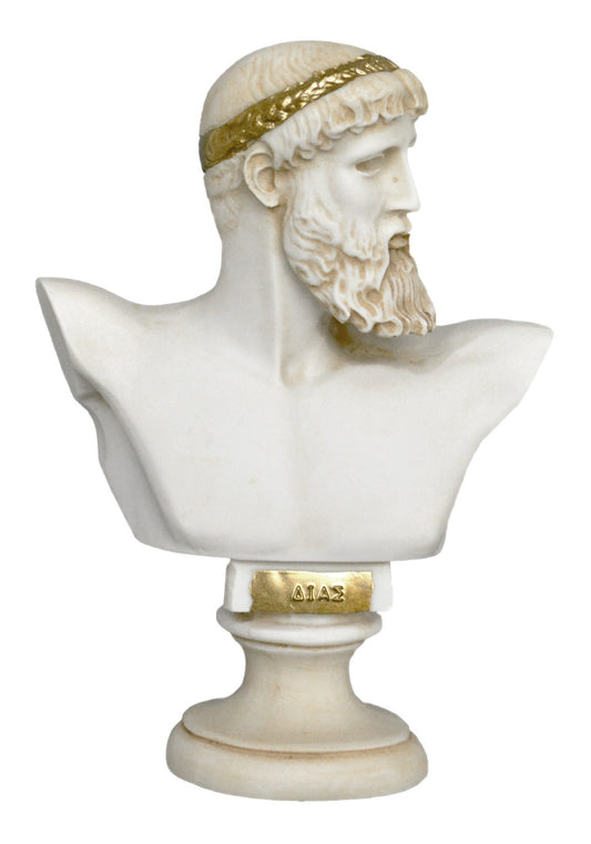 Poseidon Neptune Bust - Greek Roman God of the Sea, Storms, Earthquakes and Horses - Protector of Seafarers- Alabaster Aged Statue
