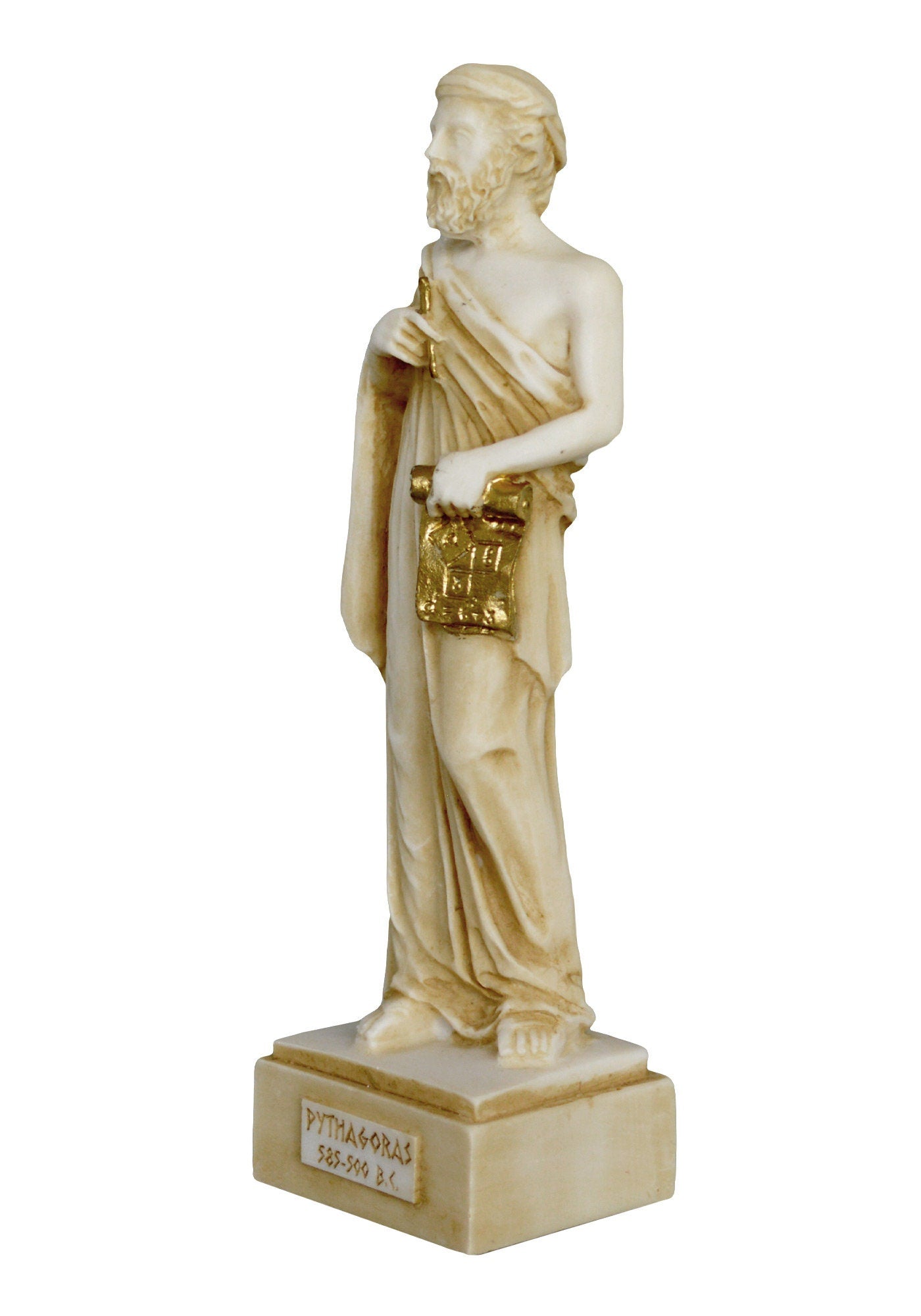 Pythagoras of Samos - 570–495 BC - Ancient Greek Philosopher and Mathematician - Immortality of the Soul - Aged Alabaster Statue