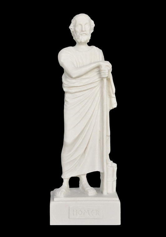 Homer - Ancient Greek Poet - Iliad and Odyssey - Most Influential Author in the Western World - Alabaster Statue