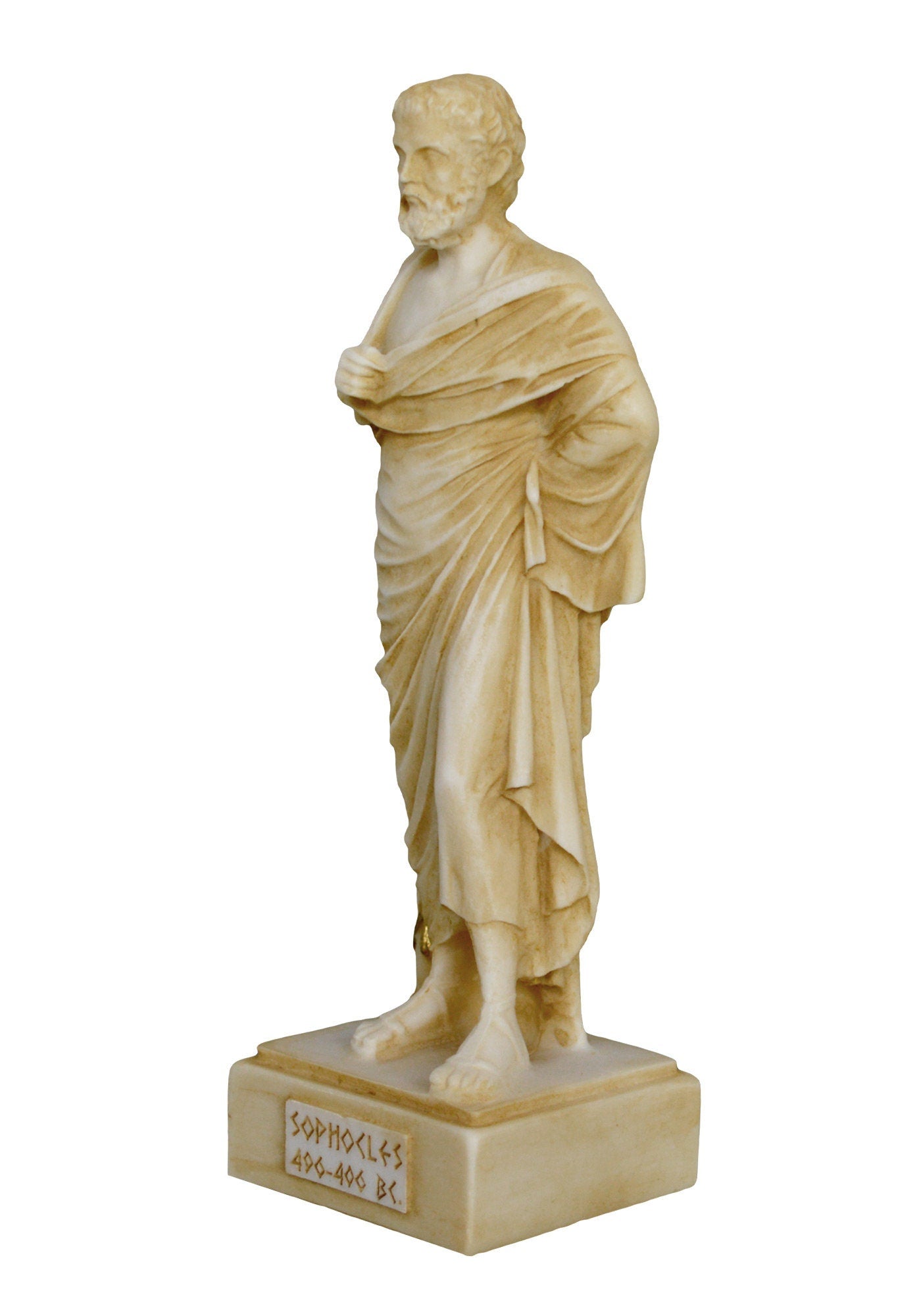Sophocles - Ancient Athenian Tragedian - 497-406 BC - Theater - Oedipus, Antigone - Dramatic StructureI Innovations - Aged Alabaster Statue