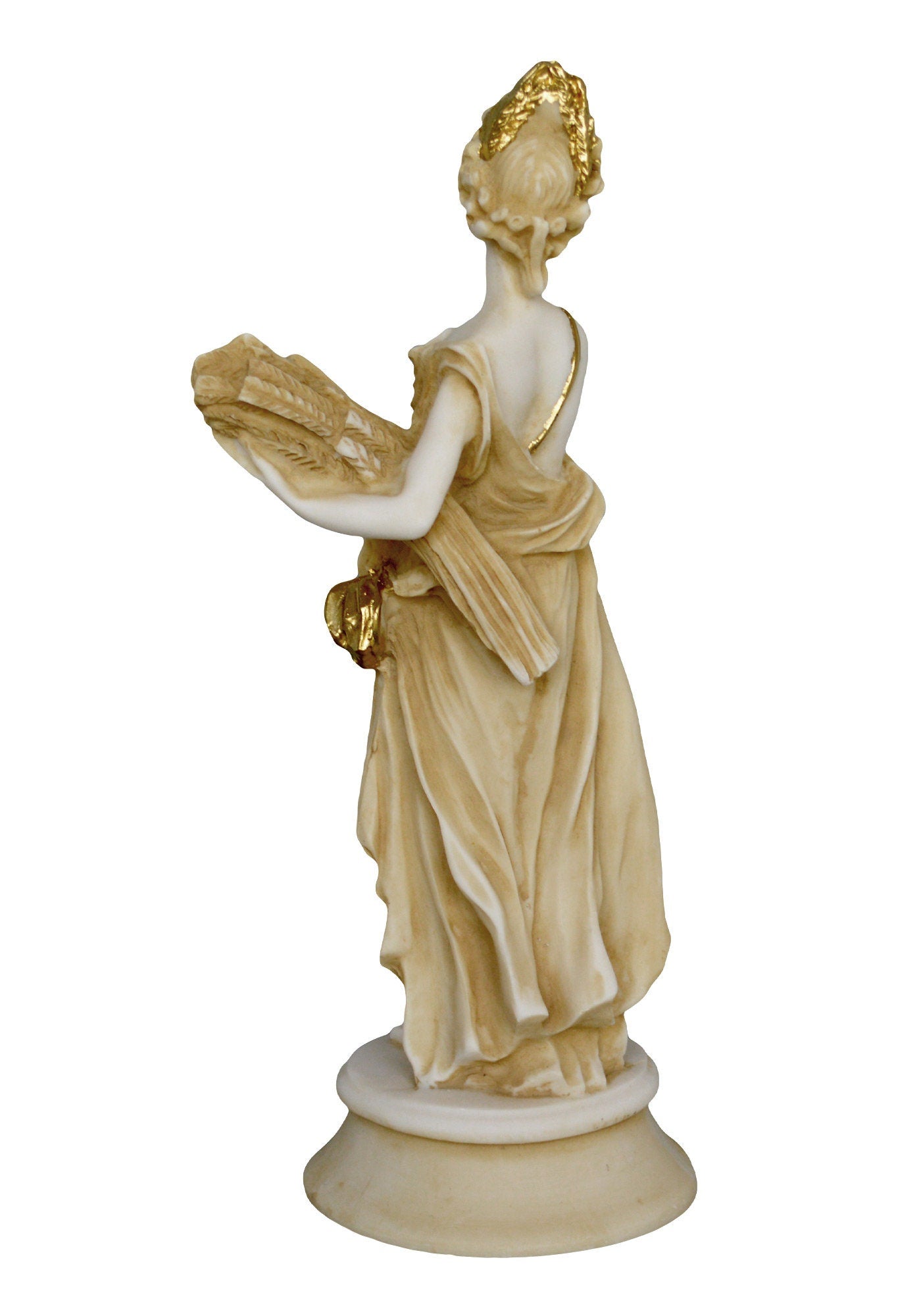 Demeter Ceres - Greek Roman Goddess of Agriculture and Harvest - Daughter of Cronus and Rhea - Persephone's Mother - Aged Alabaster Statue