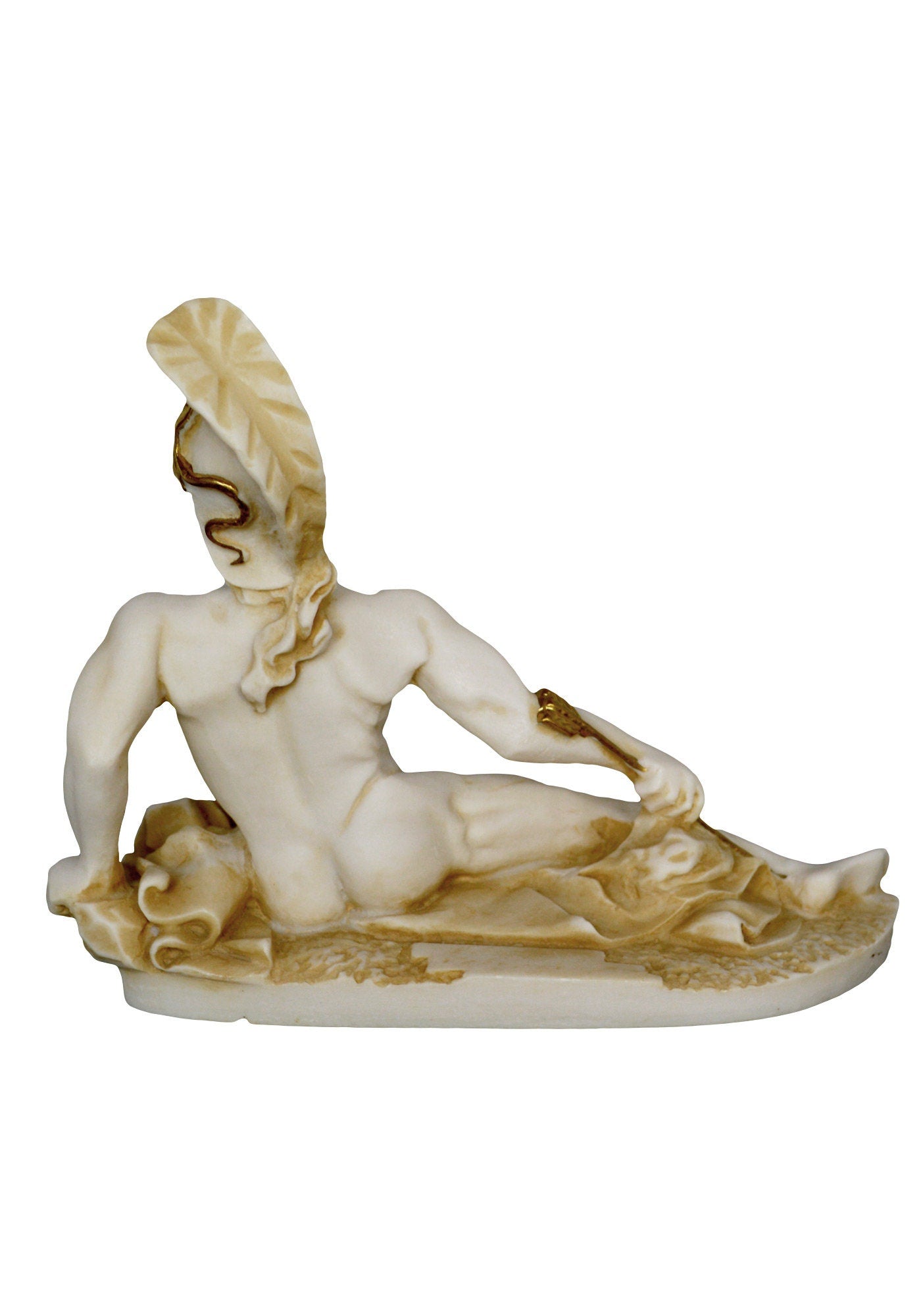 Achilles - King of the Myrmidons - Greek Hero - Son of Thetis and Peleus - Trojan War - Homer's Iliad - Aged Alabaster Statue