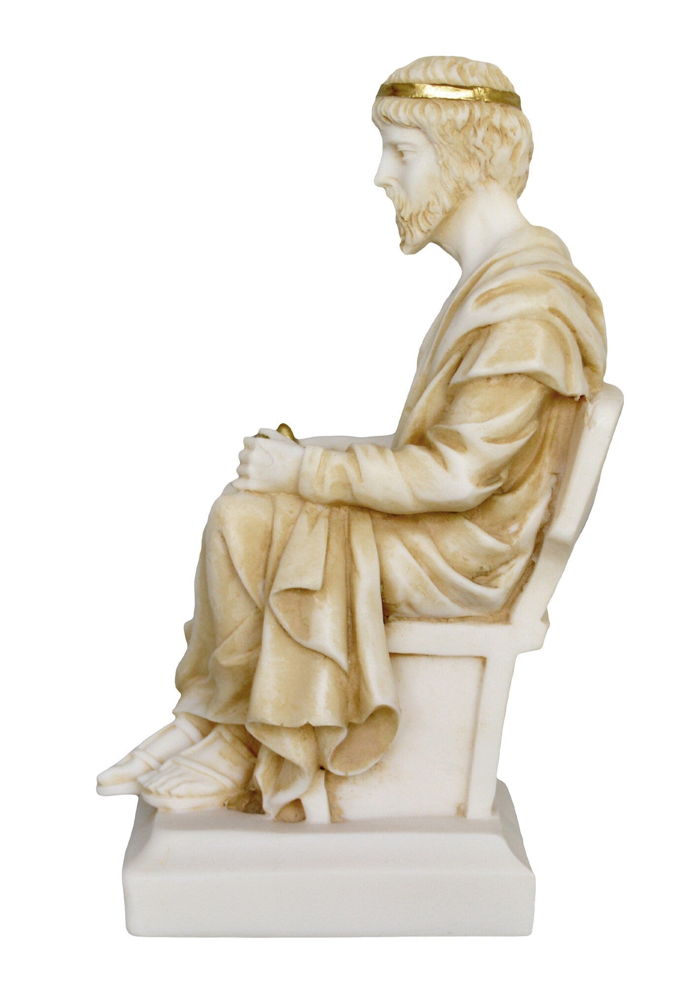 Plato - Ancient Greek Philosopher - 428-348 BC - Student of Socrates, Teacher of Aristotle - Founder of the Academy - Aged Alabaster Statue