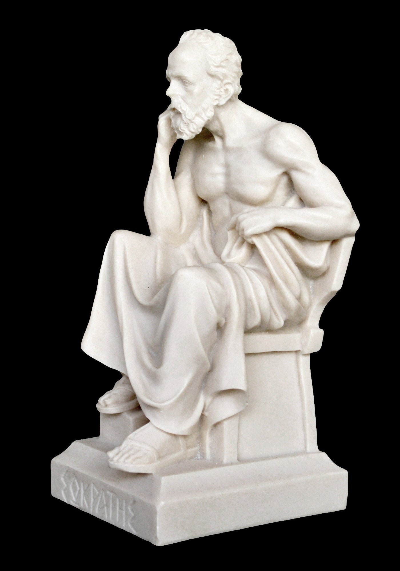 Socrates - Ancient Greek Philosopher - 470-399 BC - Teacher of Plato - Father of Western Philosophy - Alabaster sculpture