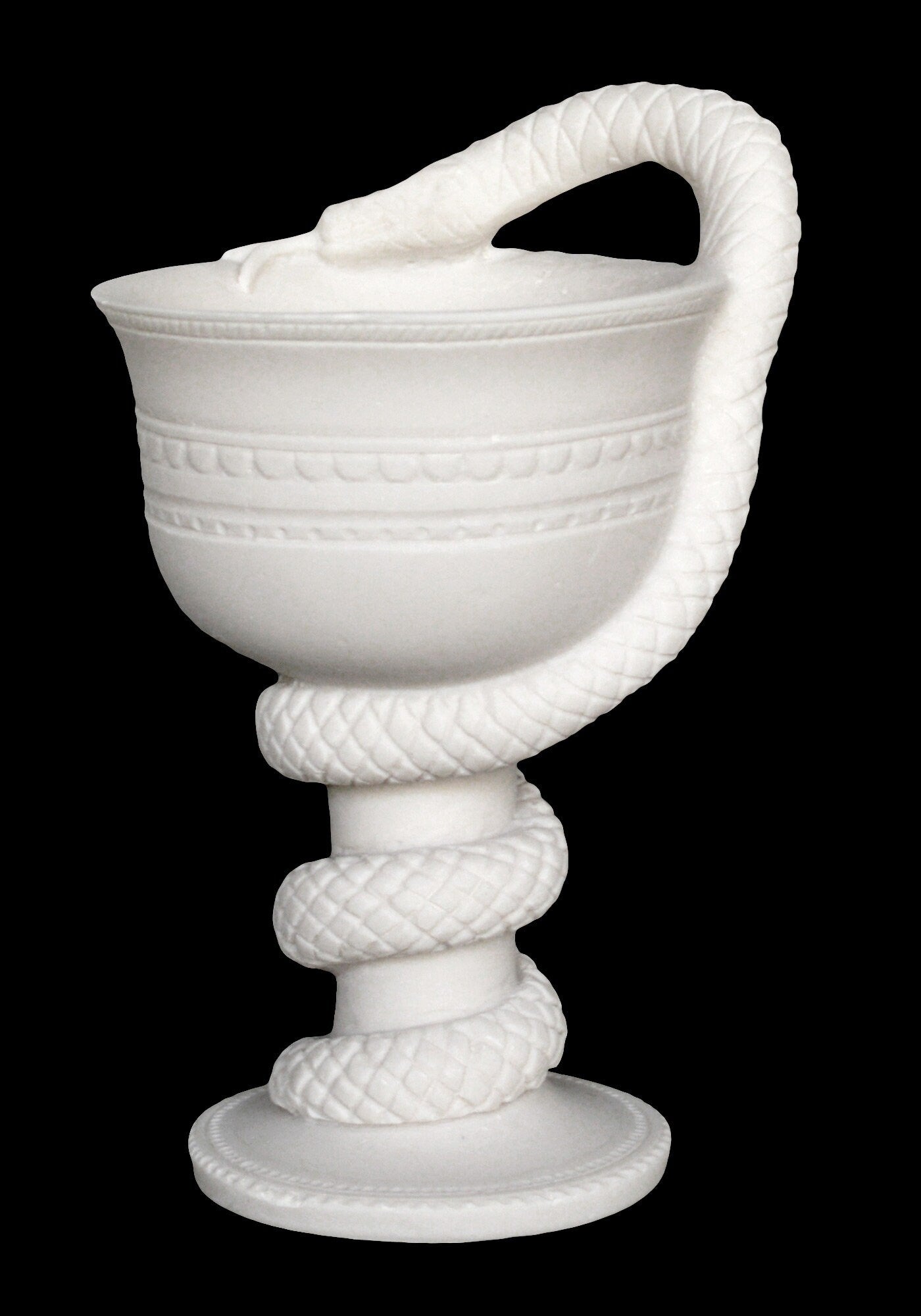 Cup with Snake Design, Symbol of Healing, Guardian of Sacred Places - Alabaster Sculpture