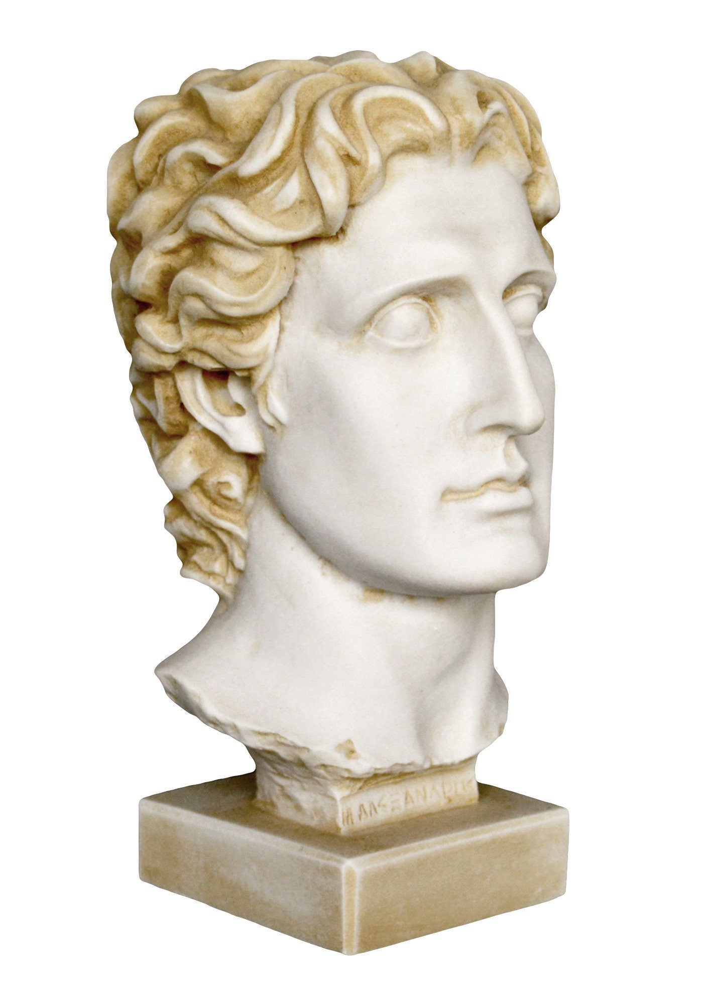 Alexander the Great Bust - King of Macedonia - 356–323 BC - Son of Philip - Visionary Leader - Aged Alabaster Sculpture
