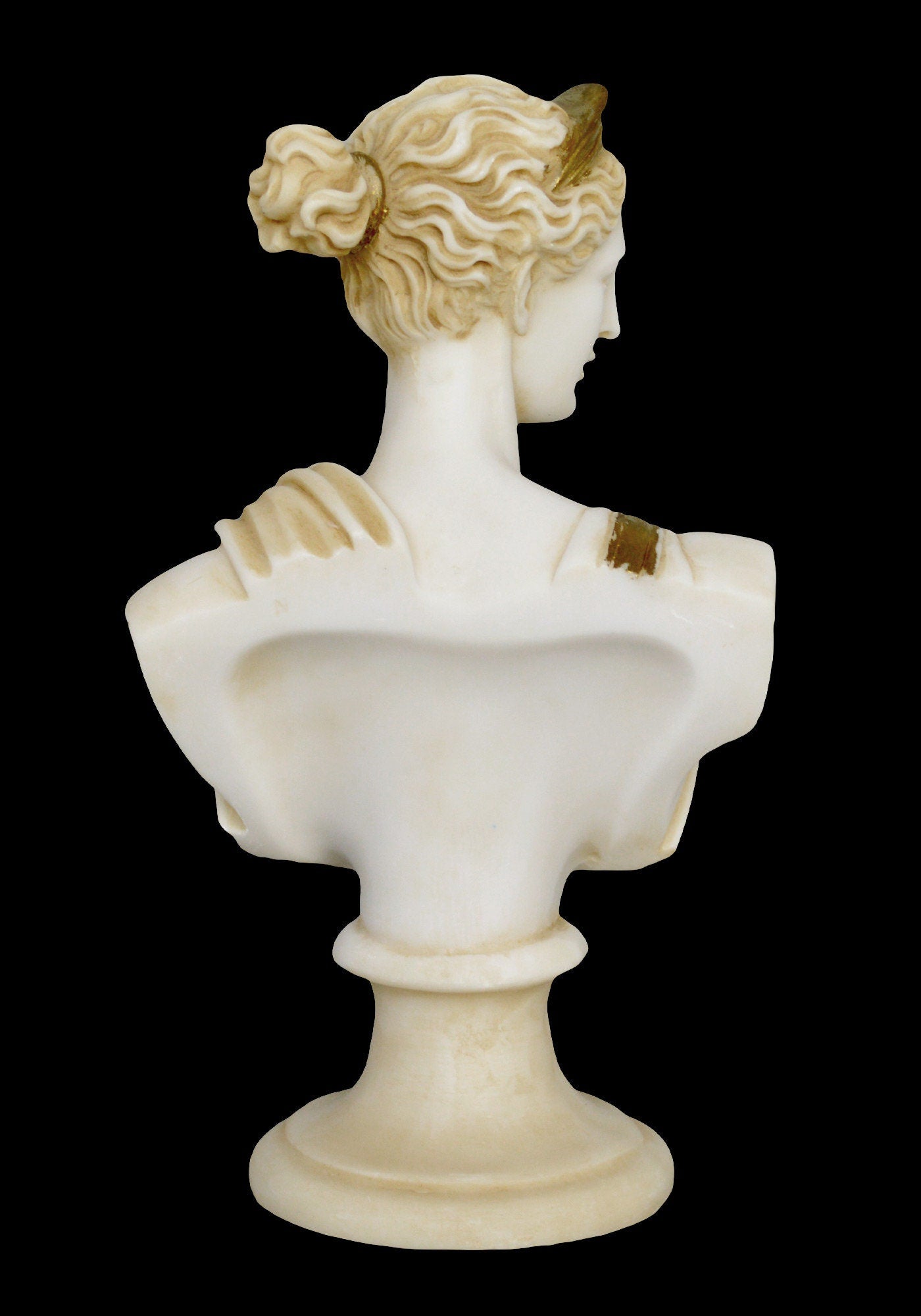 Artemis Diana Bust – Greek Roman Goddess of Hunt, the Wilderness, Wild Animals, the Moon, and Chastity - Sister of Apollo - Aged Alabaster