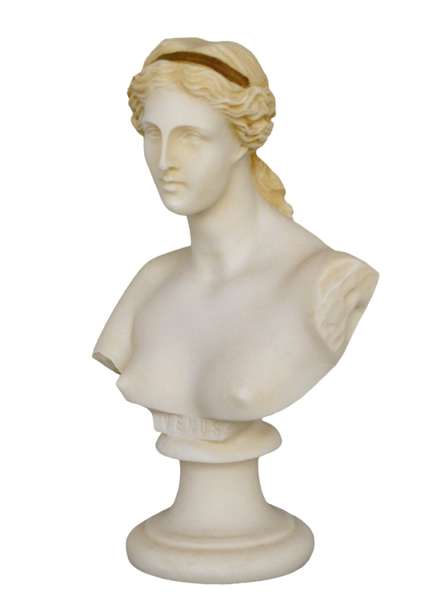 Aphrodite Venus Bust - Greek Roman Goddess of Love, Beauty, Sexual Pleasure, Fertility - Aged Alabaster Statue