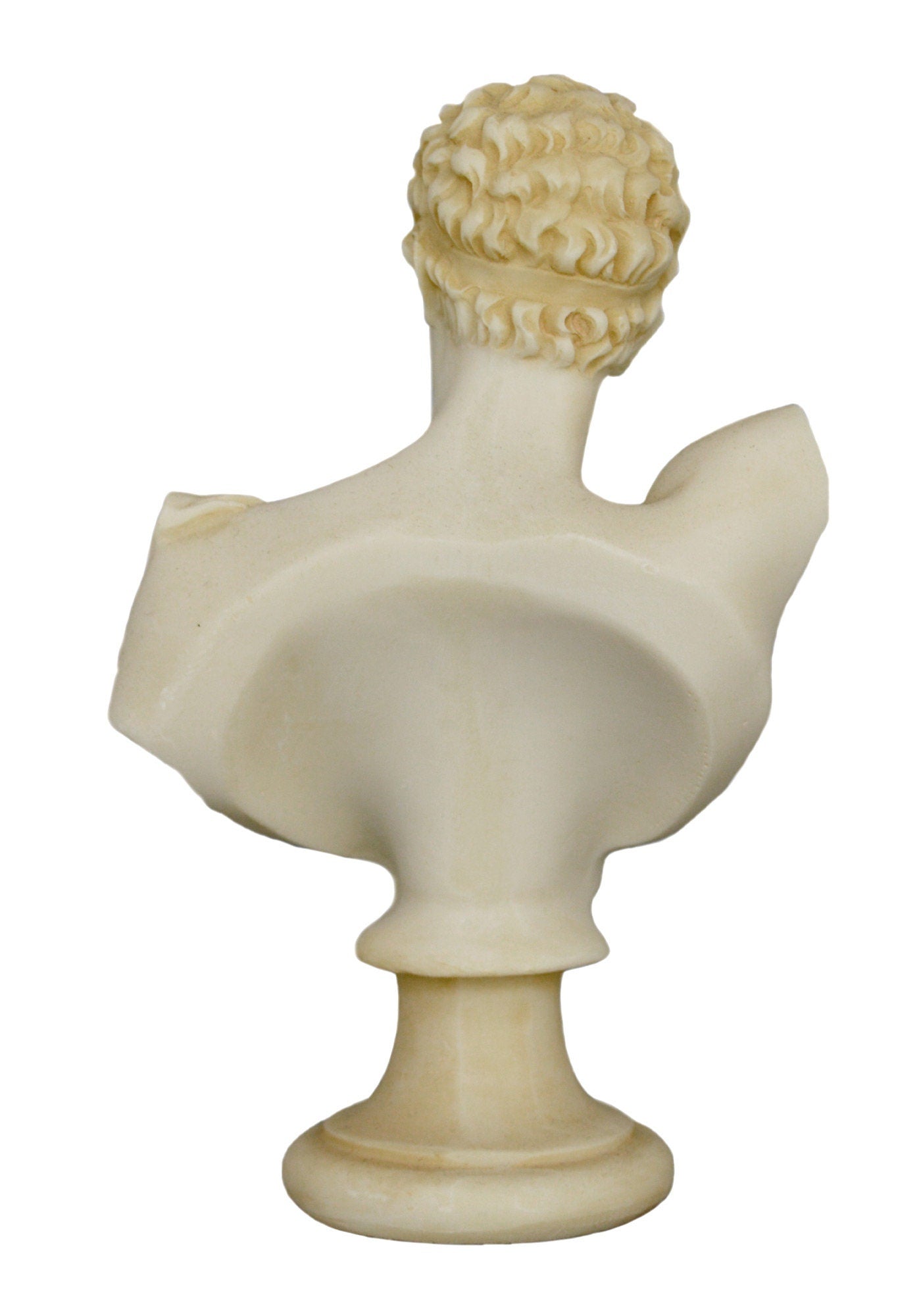 Hermes Mercury Bust - Greek Roman god of Trade, Wealth, Luck, the Messenger of the Gods - Aged Alabaster