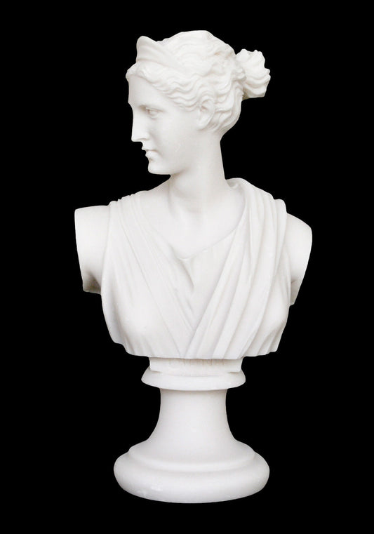 Artemis Diana - Greek Roman Goddess of Hunt, Protector of Girls  - Alabaster Bust