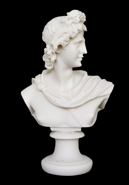 Apollo - Greek Roman God of Music, Poetry, Sun, Light, Prophecy and Healing   - Alabaster Bust