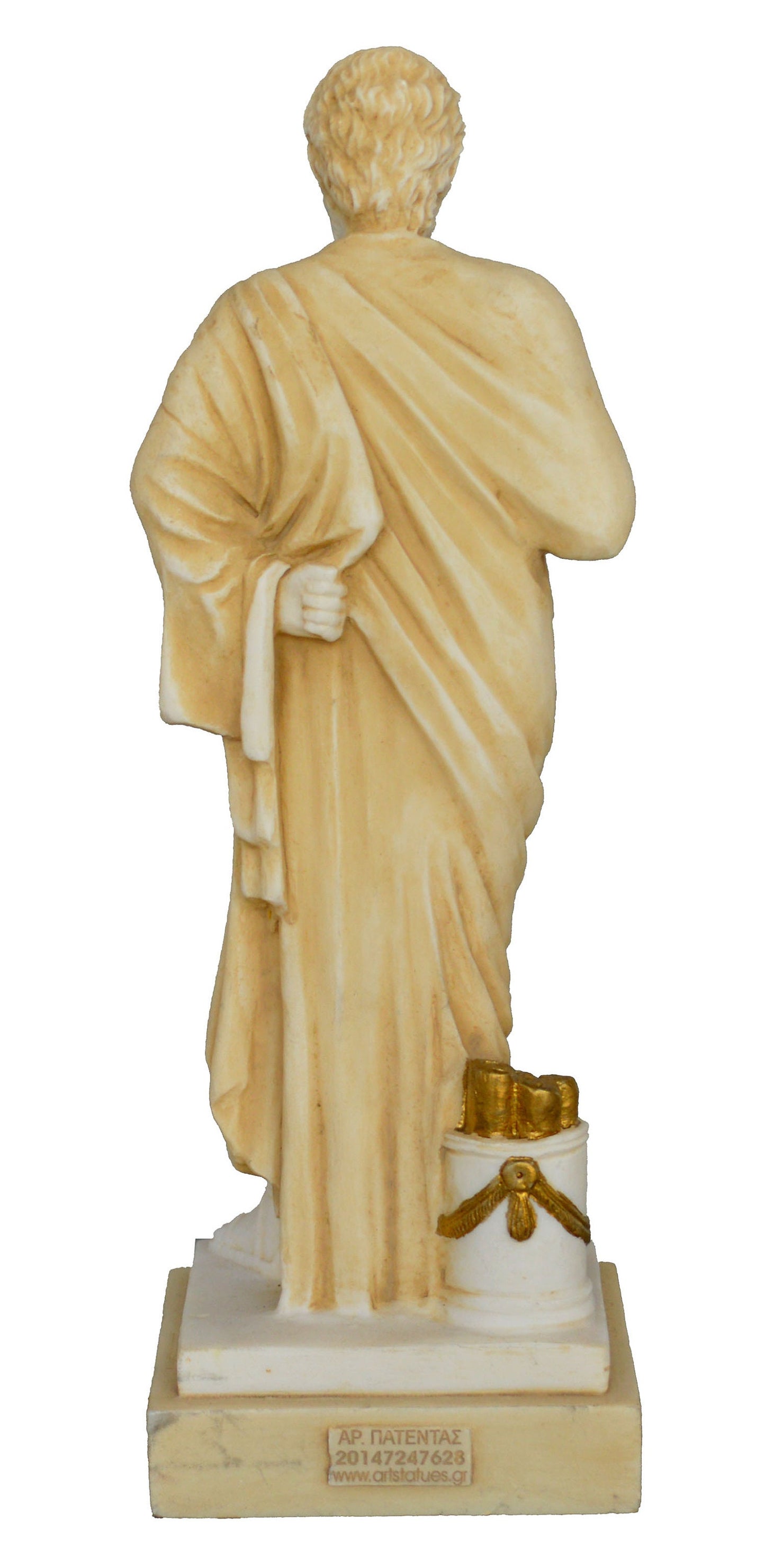 Sophocles - Ancient Greek Tragic Poet - 496-406 BC - Oedipus and Antigone - Aged Alabaster Statue Sculpture