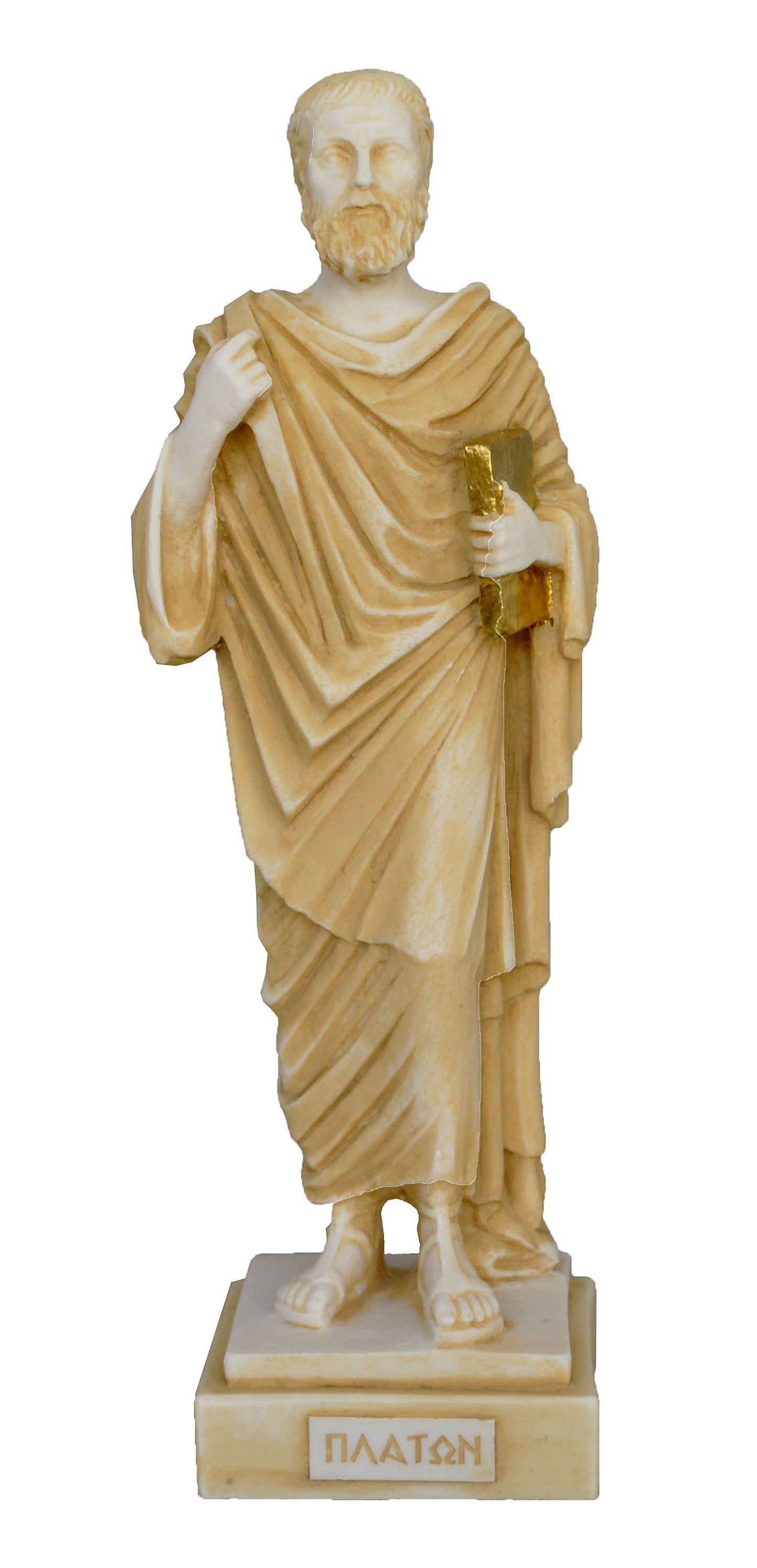 Plato - Ancient Greek Philosopher - Student of Socrates, Teacher of Aristotle - Athens, 428–348 BC - Aged Alabaster Statue