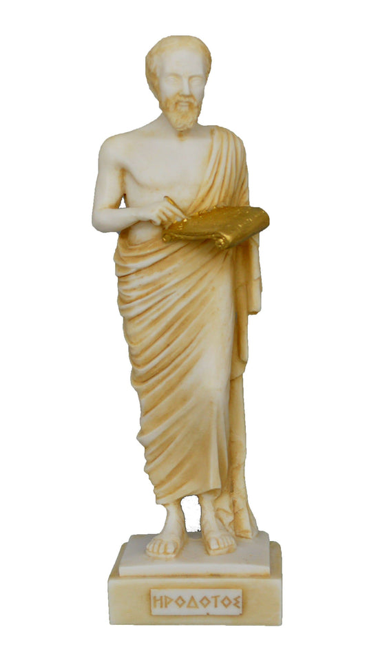 Herodotus of Halicarnassus - 484–425 BC - Ancient Greek Historian and Geographer - Greco-Persian Wars - Aged Alabaster Statue