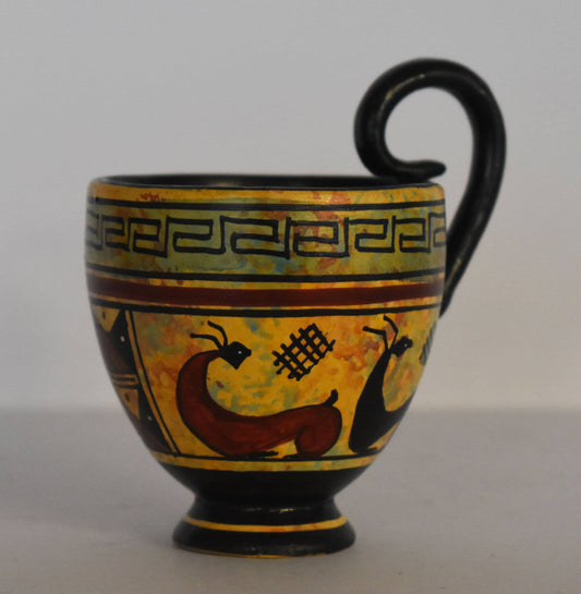 Ancient Greek vase with animals - Miniature Ceramic piece - Geometric Period - Handmade in Greece