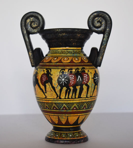 Ancient Greek vase - warriors - Ceramic piece - Geometric Period - Handmade in Greece