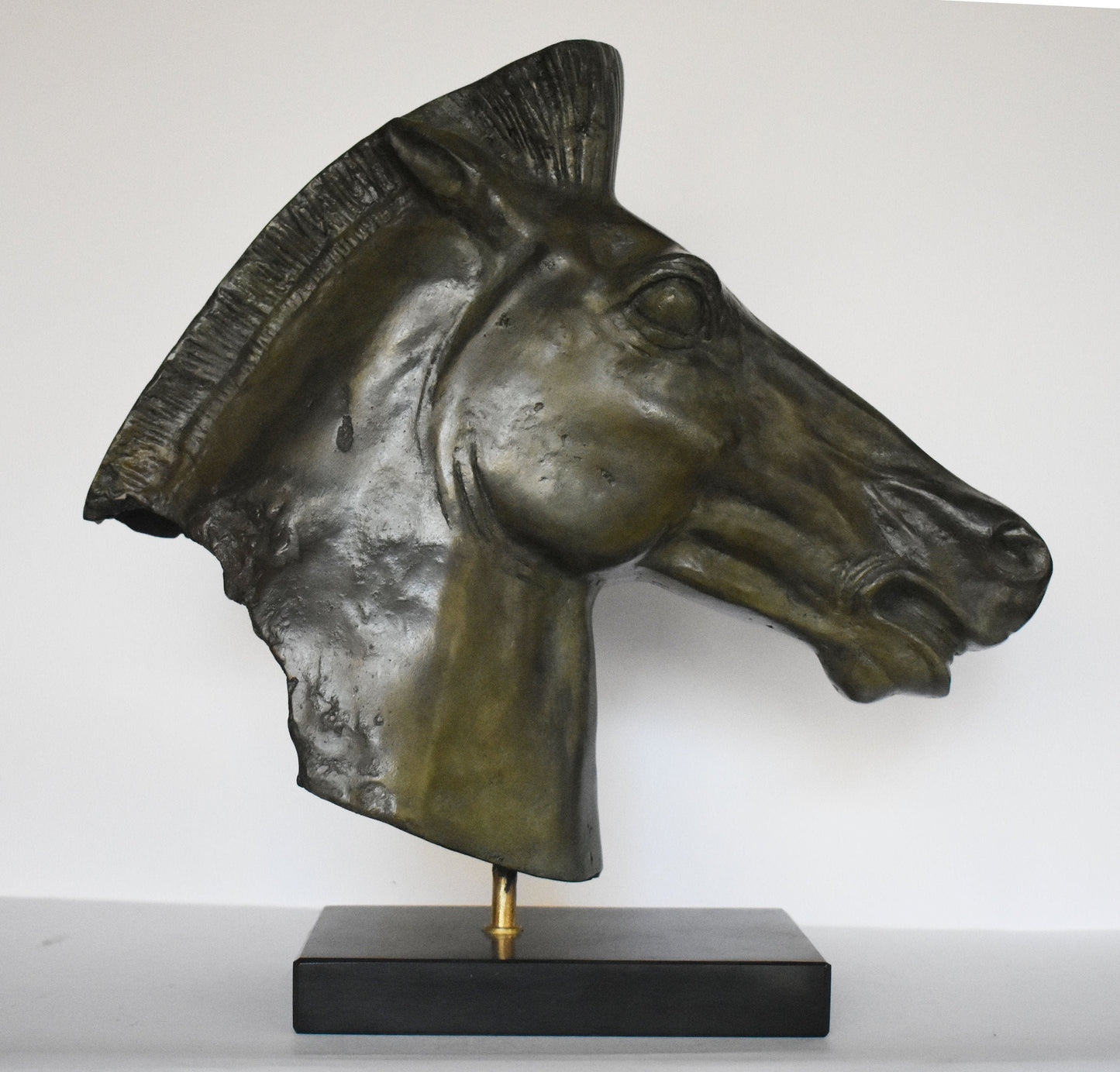 Ancient Greek Horse head with marble base - pure Bronze Sculpture - Symbol of Wealth and Prosperity - Perfect Gift