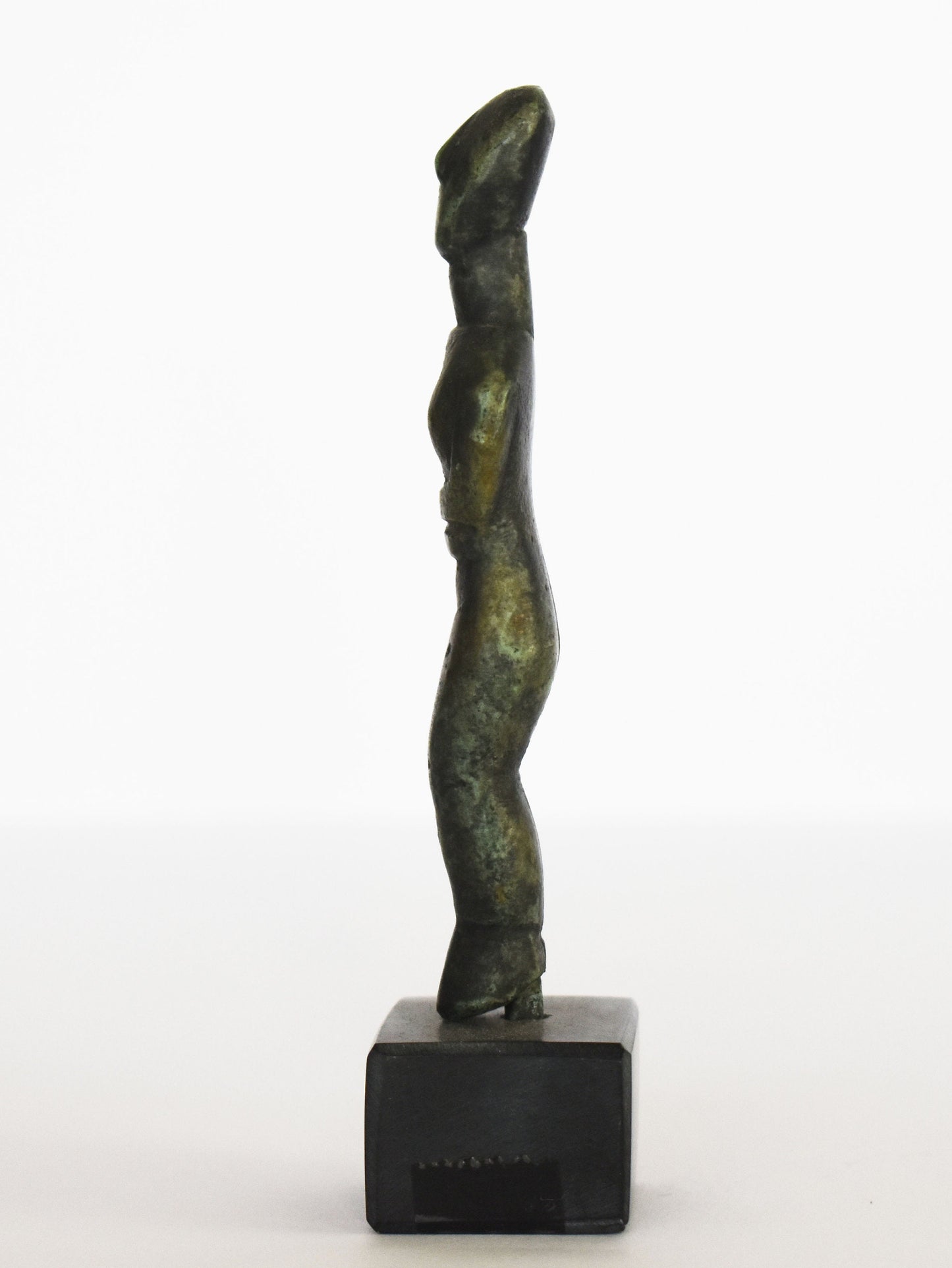 Cycladic figurine - ancient Greek reproduction miniature - marble base - pure Bronze Sculpture