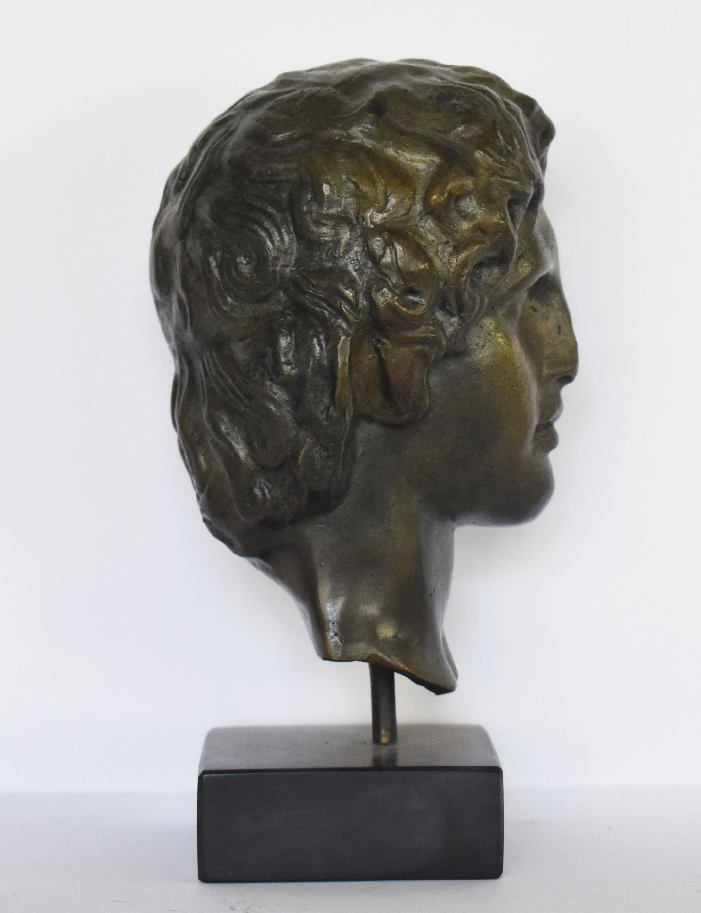 Alexander Bust - marble base - the Great Macedonian king - ancient Greek reproduction - pure bronze sculpture