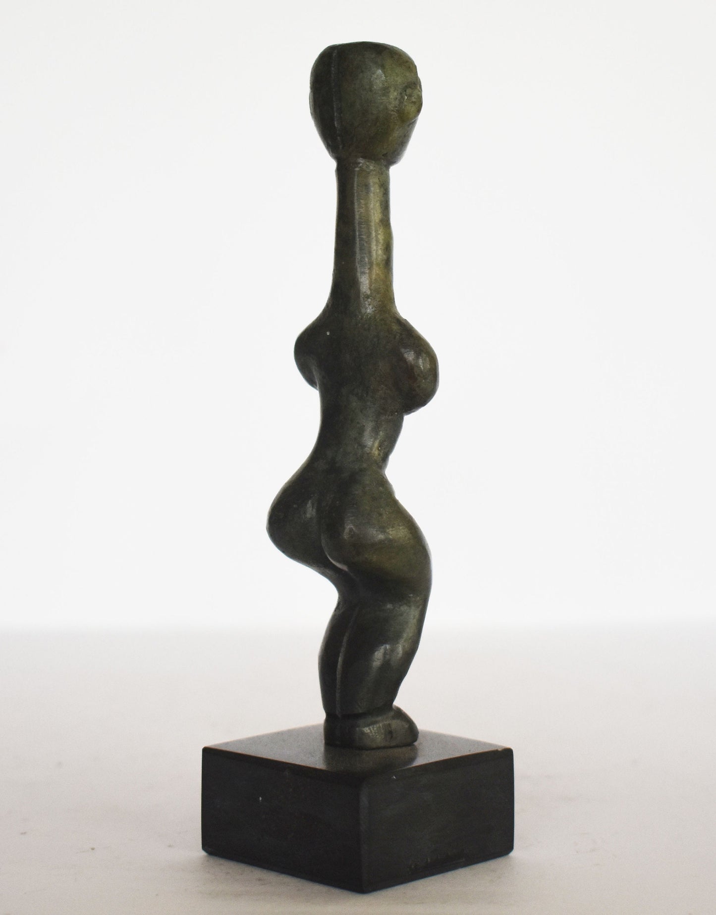 Paleolithic female figurine - marble base - ancient Greek reproduction - pure bronze sculpture