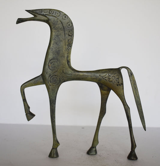 Ancient Greek Horse - pure Bronze Sculpture - Handmade - Symbol of Wealth and Prosperity
