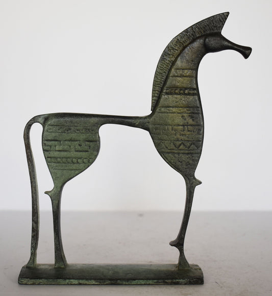 Ancient Greek Horse - pure Bronze Sculpture - Equine Decor - Symbol of Wealth and Prosperity