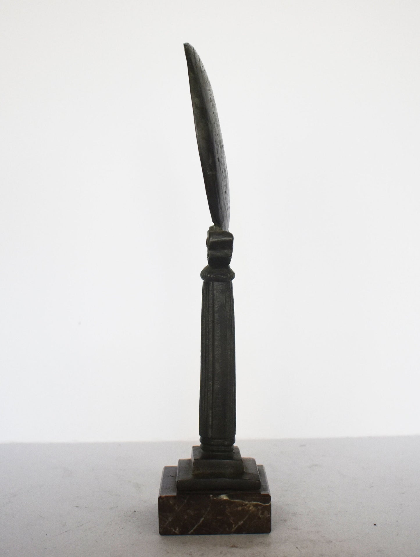 Ancient Greek Mirror - Floral design - Museum Replica - marble base - pure Bronze Sculpture